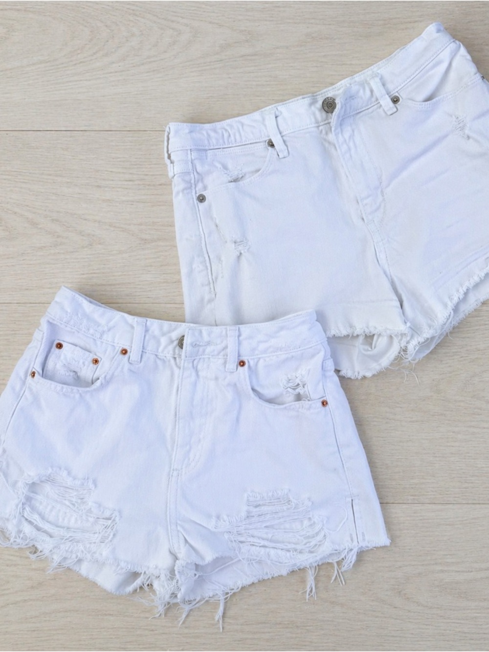 White Denim Shorts Bundle Topshop Moto Mom & Abercrombie W25 US 2